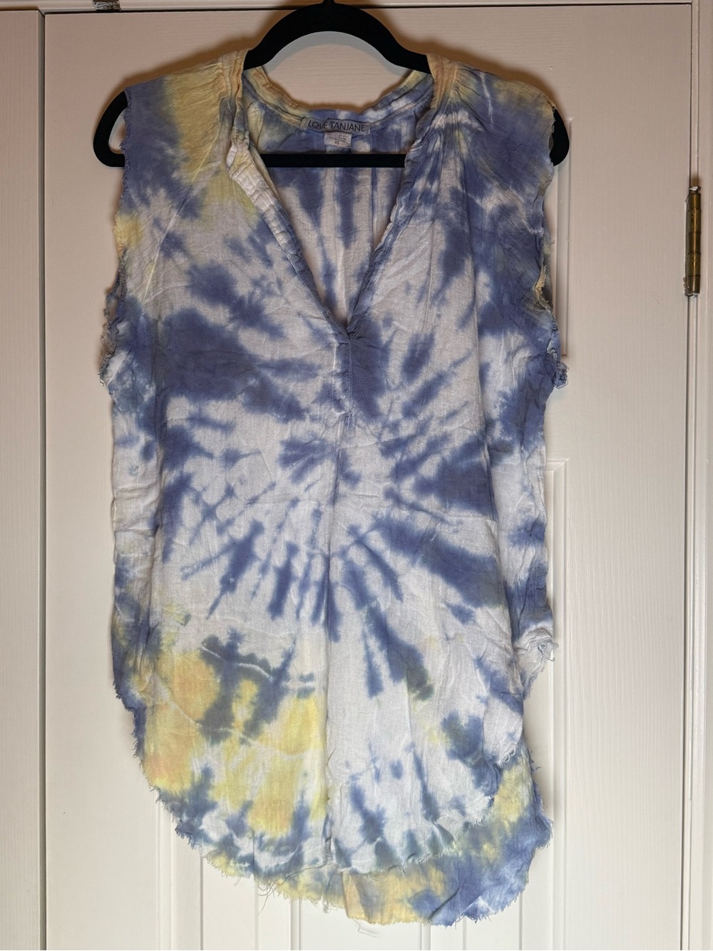 Love Tanjane XS Lightweight Tie-Dye Tank Top - Blue & Yellow